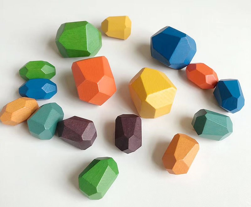 Wooden Colored Stone Block Toys