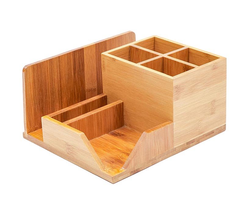 Multi Function Bamboo Wood Desk Organizer