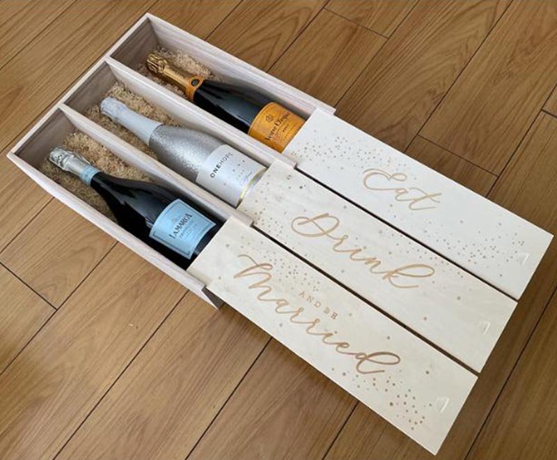 Three Bottle Wooden Wine Box