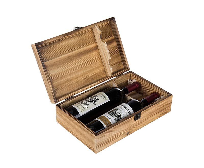 Wood Double Bottle Wine Case