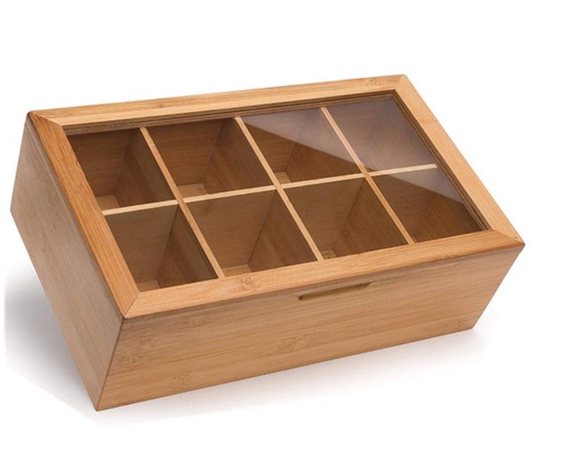 Bamboo Tea Box Storage Organizer