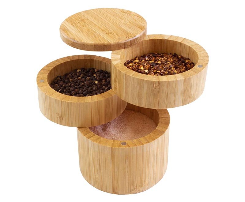 Bamboo Triple Salt Box