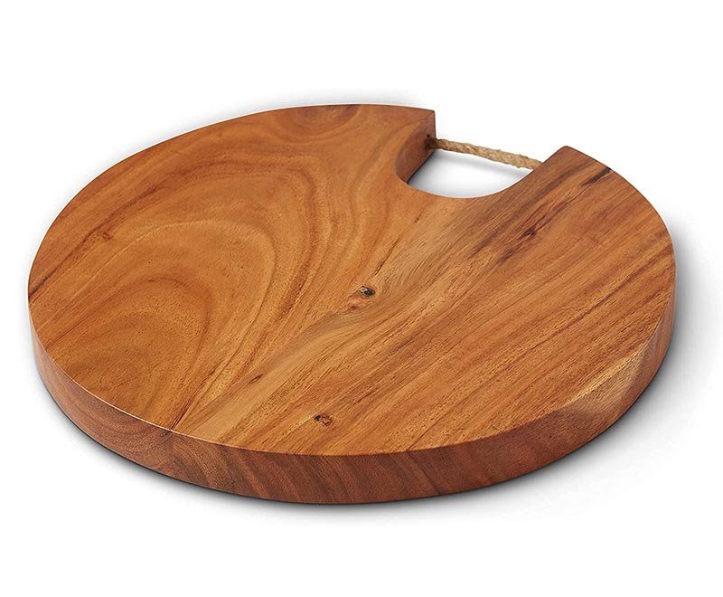 Round Wood Cutting Board with Jute Rope Handle