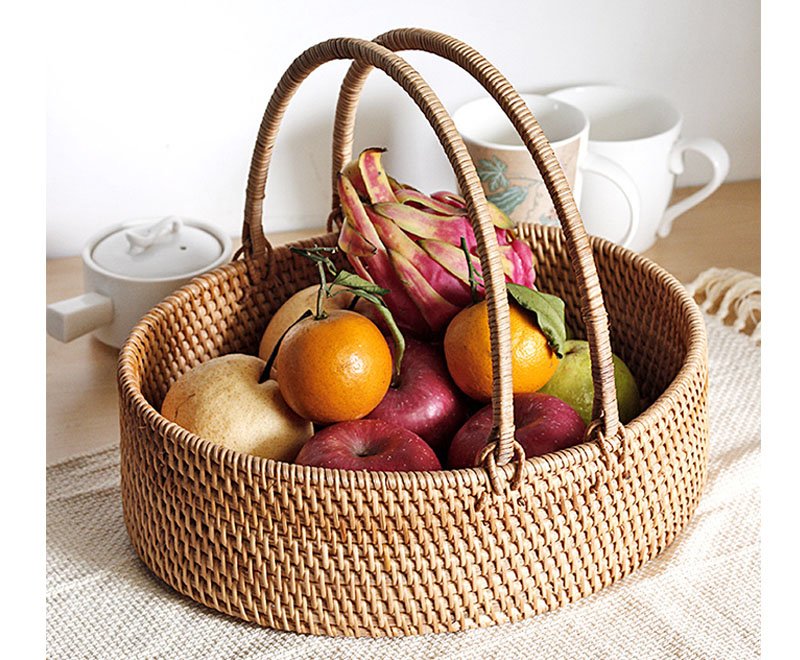 Wicker Serving Tray Picnic Basket With Handles